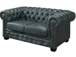 LINEA SOFA Bankstel 3+2-Chesterfield Zitbank 3 + 2 Plaatsen Brenton 100% Buffelleer - Spaans Groen