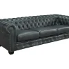 LINEA SOFA Vierzitsbank-Chesterfield Zitbank 4 Plaatsen Brenton 100% Buffelleer - Spaans Groen