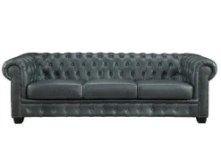LINEA SOFA Vierzitsbank-Chesterfield Zitbank 4 Plaatsen Brenton 100% Buffelleer - Spaans Groen