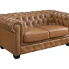 LINEA SOFA Leren Zitbank-Chesterfield 2-Zitsbank Brenton 100% Buffelleer - Vintage Caramel