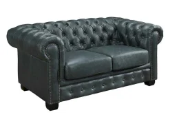 LINEA SOFA Chesterfield Zitbank-Chesterfield 2-Zitsbank Brenton 100% Buffelleer - Spaans Groen