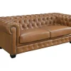 LINEA SOFA Chesterfield Zitbank-Chesterfield 3-Zitsbank Brenton 100% Buffelleer - Vintage Caramel