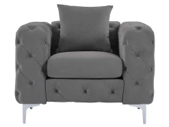 Vente-unique Fauteuil Stof Fluweel / Suedine-Chesterfield-Fauteuil Van Antracietgrijs Velours Edwina