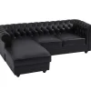 Vente-unique Chesterfield Zitbank-Chesterfield-Hoekbank Met Hoek Links Van Zwart Leer Toledo