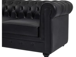 Vente-unique Chesterfield Zitbank-Chesterfield-Hoekbank Met Hoek Links Van Zwart Leer Toledo