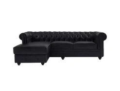 Vente-unique Chesterfield Zitbank-Chesterfield-Hoekbank Met Hoek Links Van Zwart Leer Toledo