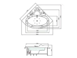 ELITESHOPPING Massagebad-Chrotherapie Hydromassagebad 140 X 140 Cm Dubbele Pomp 20 Jets Camelia