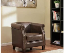 Vente-unique Fauteuil Leer-Clubfauteuil Van Leer Met Lived-In Uiterlijk Enguerrand