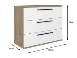 Vente-unique Ladekast-Commodes 3 Lades - Kleur: Naturel En Wit - Najeli