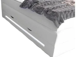DREAMEA Aanbiedingen: Slaapkamer & Kantoor-Complete Boxspring Met Hoofdeinde Met Leds, Bedbodem Met Opbergruimte, Matras En Dekmatras - Wit - Kunstleer - 160 X 200 Cm - Keros Van