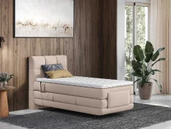 Palacio Elektrisch Relaxatiebed-Complete Boxspringset Met Gestoffeerd Hoofdbord Elektrisch Verstelbare Relaxbedbodems Met Matras Met Topmatras 100 X 200 Cm Stoffen Bekleding Beige Lodi Van