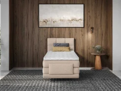 Palacio Elektrisch Relaxatiebed-Complete Boxspringset Met Gestoffeerd Hoofdbord Elektrisch Verstelbare Relaxbedbodems Met Matras Met Topmatras 100 X 200 Cm Stoffen Bekleding Beige Lodi Van