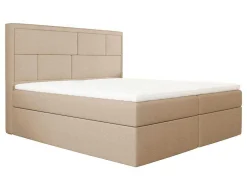 DREAMEA Boxspringbed-Complete Decoratieve Beddenset Met Hoofdbord + Opbergruimte + Matras + Dekmatras - 160 X 200 Cm - Beige - Loumia Van