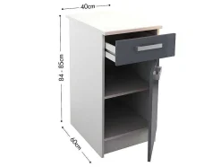 Vente-unique Keukenmeubel-Complete Hoekkeuken - 9 Opbergruimtes - Grijs & Wit - Trattoria