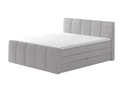 Palacio Boxspringbed-Complete Set Boxspring Met Verstelbaar Hoofdeinde + Bedbodem-Kist + Matras + Dekmatras Verone - Lichtgrijs - 160X200 Cm