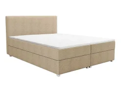 Ysmée Boxspringbed-Complete Set Met Boxspring En Hoofdbord + Bedbodem + Matras + Topmatras - 180 X 200 Cm - Stof - Beige - Onan Van Ysmee