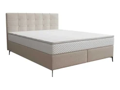 Ysmée Boxspringbed-Complete Set Met Boxspring En Gecapitonneerd Hoofdbord + Bedbodem + Matras + Topmatras - 160 X 200 Cm - Stof - Beige - Inao Van Ysmee