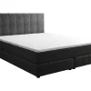 Ysmée Boxspringbed-Complete Set Met Boxspring En Hoofdbord + Bedbodem + Matras + Topmatras - 160 X 200 Cm - Fluweel - Donkergrijs - Hida Van Ysmee