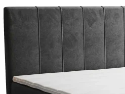Ysmée Boxspringbed-Complete Set Met Boxspring En Hoofdbord + Bedbodem + Matras + Topmatras - 160 X 200 Cm - Fluweel - Donkergrijs - Hida Van Ysmee