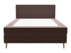 Ysmée Boxspringbed-Complete Set Met Boxspring En Hoofdbord + Bedbodem + Matras + Topmatras - 160 X 200 Cm - Ribfluweel - Bruin - Nara Van Ysmee