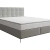 Ysmée Boxspringbed-Complete Set Met Boxspring En Gecapitonneerd Hoofdbord + Bedbodem + Matras + Topmatras - 180 X 200 Cm - Stof - Lichtgrijs - Inao Van Ysmee