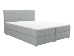 Ysmée Boxspringbed-Complete Set Met Boxspring En Hoofdbord + Bedbodem + Matras + Topmatras - 180 X 200 Cm - Stof - Lichtgrijs - Onan Van Ysmee