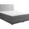 Ysmée Boxspringbed-Complete Set Met Boxspring En Hoofdbord + Bedbodem + Matras + Topmatras - 160 X 200 Cm - Fluweel - Lichtgrijs - Hida Van Ysmee