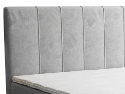 Ysmée Boxspringbed-Complete Set Met Boxspring En Hoofdbord + Bedbodem + Matras + Topmatras - 160 X 200 Cm - Fluweel - Lichtgrijs - Hida Van Ysmee