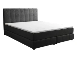 Ysmée Boxspringbed-Complete Set Met Boxspring En Hoofdbord + Bedbodem + Matras + Topmatras - 180 X 200 Cm - Fluweel - Donkergrijs - Hida Van Ysmee