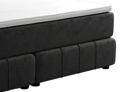 Ysmée Boxspringbed-Complete Set Met Boxspring En Hoofdbord + Bedbodem + Matras + Topmatras - 180 X 200 Cm - Fluweel - Donkergrijs - Hida Van Ysmee
