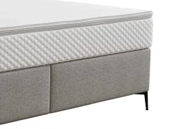 Ysmée Boxspringbed-Complete Set Met Boxspring En Gecapitonneerd Hoofdbord + Bedbodem + Matras + Topmatras - 160 X 200 Cm - Stof - Lichtgrijs - Inao Van Ysmee