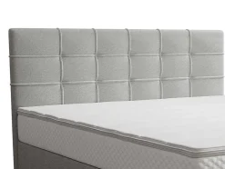 Ysmée Boxspringbed-Complete Set Met Boxspring En Gecapitonneerd Hoofdbord + Bedbodem + Matras + Topmatras - 160 X 200 Cm - Stof - Lichtgrijs - Inao Van Ysmee