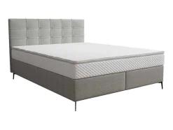 Ysmée Boxspringbed-Complete Set Met Boxspring En Gecapitonneerd Hoofdbord + Bedbodem + Matras + Topmatras - 160 X 200 Cm - Stof - Lichtgrijs - Inao Van Ysmee