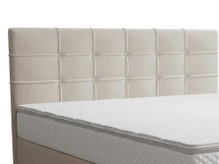 Ysmée Boxspringbed-Complete Set Met Boxspring En Gecapitonneerd Hoofdbord + Bedbodem + Matras + Topmatras - 180 X 200 Cm - Stof - Beige - Inao Van Ysmee