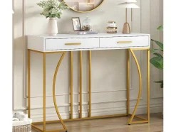 ModernLuxe Sidetable-Console Met 2 Lades - Moderne Stijl - Wit & Goud