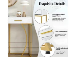 ModernLuxe Sidetable-Console Met 2 Lades - Moderne Stijl - Wit & Goud