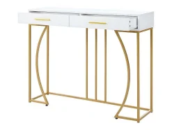 ModernLuxe Sidetable-Console Met 2 Lades - Moderne Stijl - Wit & Goud