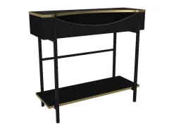 Vente-unique Sidetable-Consoletafel Met 1 Plank En 1 Nis - Zwart En Goudkleurig - Meriova