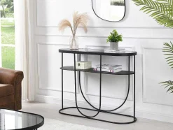 Vente-unique Sidetable-Consoletafel Met 1 Plank Van Metaal En Gerookt Glas - Zwart En Transparant - Pretoria
