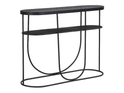 Vente-unique Sidetable-Consoletafel Met 1 Plank Van Metaal En Gerookt Glas - Zwart En Transparant - Pretoria