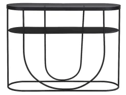 Vente-unique Sidetable-Consoletafel Met 1 Plank Van Metaal En Gerookt Glas - Zwart En Transparant - Pretoria
