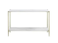 Vente-unique Sidetable-Consoletafel Met 1 Plank Van Keramiek En Metaal - Wit Marmereffect En Goud - Madola