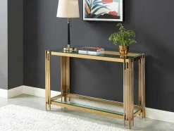 PASCAL MORABITO Sidetable-Consoletafel Van Gehard Glas En Roestvrij Staal - Goudkleurig - Nomelano - Van