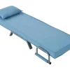 Vente-unique Uitklapbare Fauteuil-Converteerbare Stoffen Fauteuil - 6-Voudig Verstelbare Rugleuning - Blauw