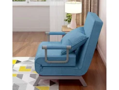 Vente-unique Uitklapbare Fauteuil-Converteerbare Stoffen Fauteuil - 6-Voudig Verstelbare Rugleuning - Blauw