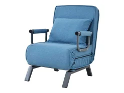 Vente-unique Uitklapbare Fauteuil-Converteerbare Stoffen Fauteuil - 6-Voudig Verstelbare Rugleuning - Blauw