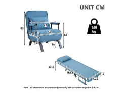Vente-unique Uitklapbare Fauteuil-Converteerbare Stoffen Fauteuil - 6-Voudig Verstelbare Rugleuning - Blauw