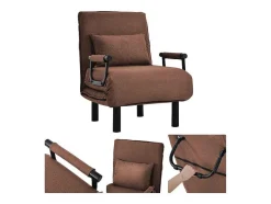 Vente-unique Uitklapbare Fauteuil-Converteerbare Stoffen Fauteuil - 6-Voudig Verstelbare Rugleuning - Bruin