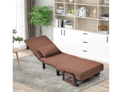 Vente-unique Uitklapbare Fauteuil-Converteerbare Stoffen Fauteuil - 6-Voudig Verstelbare Rugleuning - Bruin