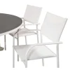Vente-unique Tuinset-Copacabana Tuinmeubelset Tafel O140Cm En 6 Stoel Santorini Wit, Grijs, Cremekleur.